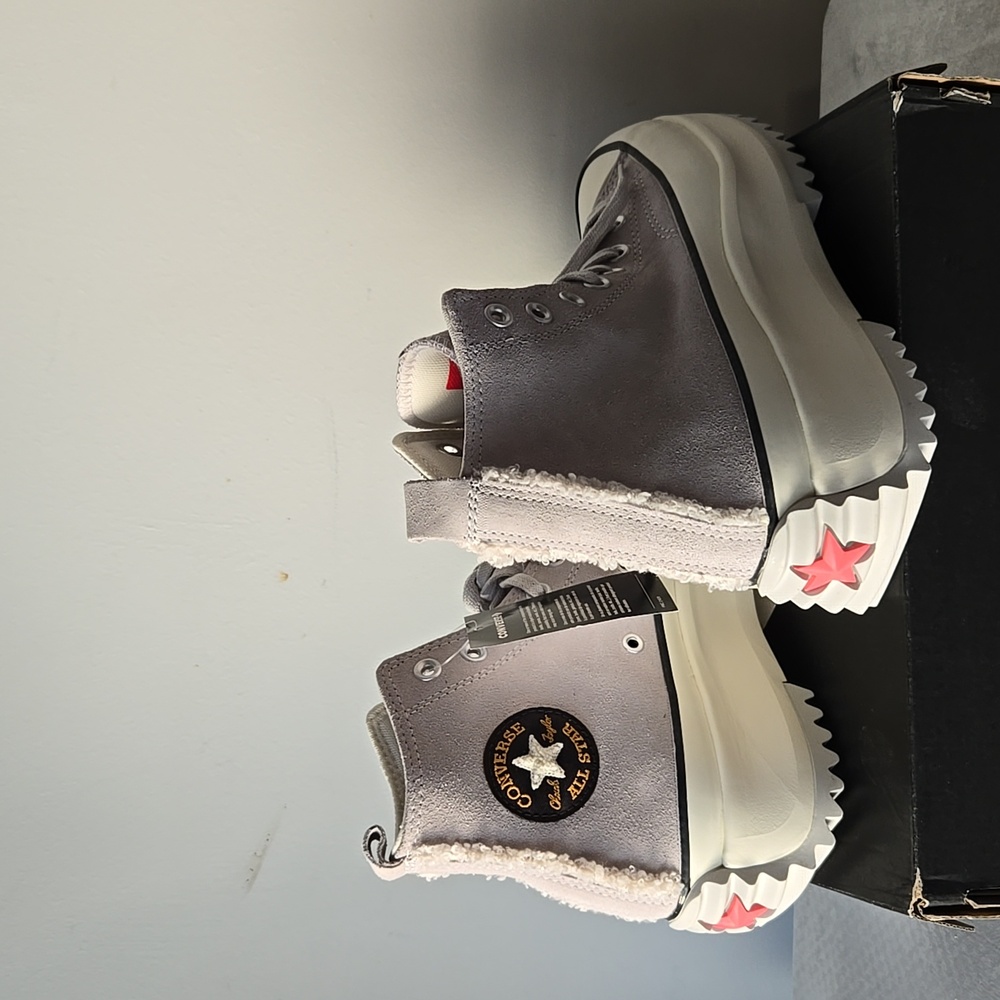 Converse Run Star Hike Hi Suede Platform Sneaker Grey Women's US 10 - Picture 2 of 4